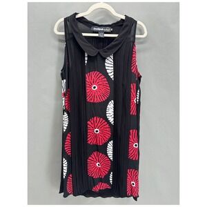 Desigual Shift Dress Black Abstract Floral Peter Pan Collar Size EUR 44 / US 12